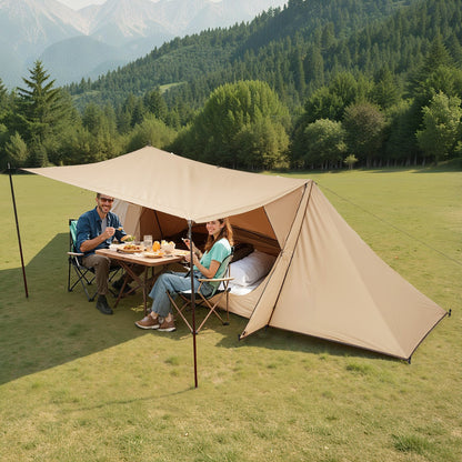 Beheizbares Campingzelt, leichtes Bushcraft-Zelt mit Ofenrohrdurchführung und 2 Zeltstangen, wasserdichtes Winterzelt, tragbares 4-Jahreszeiten-Zelt für 2 Personen zum Wandern, Angeln, Jagen und Trekking