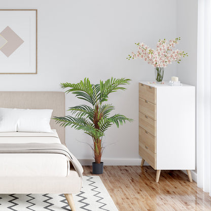 Künstliche Palme, 1,20 m hoch, aus robustem PE-Material mit Kippschutz, pflegeleicht, naturgetreuer grüner Kunstbaum für Zuhause, Büro, Lagerhalle, Innen- und Außenbereich