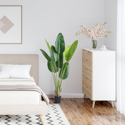 Artificial Birds Of Paradise Tree, 1.5mTall Faux Plant, PE Material & Anti-Tip Tilt Protection Low-Maintenance Plant, Lifelike Green Fake Tree for Home Office Warehouse Decor Indoor Outdoor