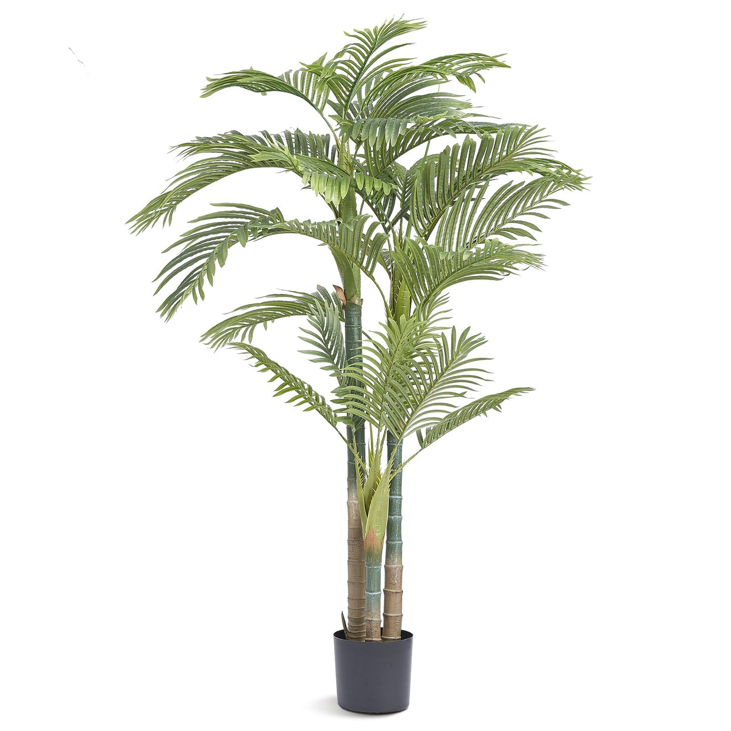 Artificial Gold Cane Palm Tree, 2m Tall Faux Plant, PE Material & Anti-Tip Tilt Protection Low-Maintenance Plant, Lifelike Green Fake Tree for Home Office Warehouse Decor Indoor Outdoor