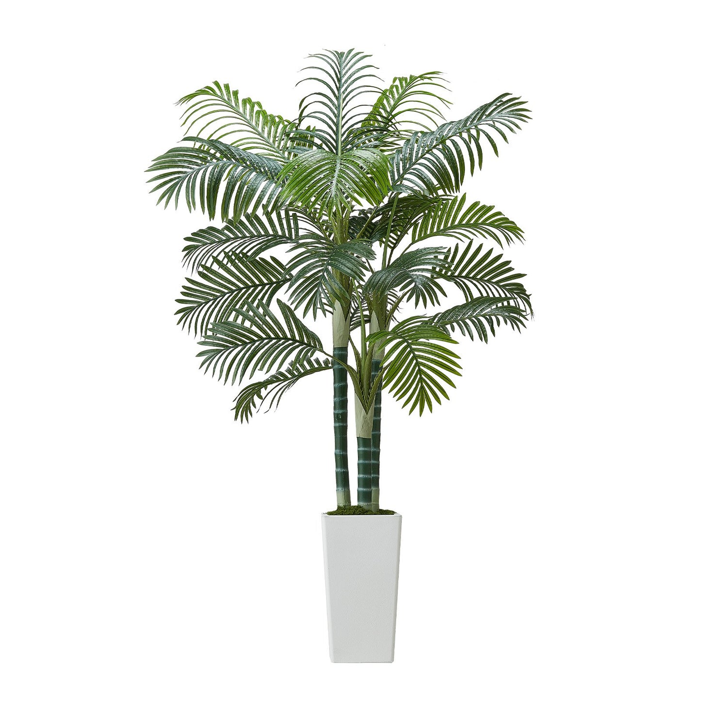 Künstliche Areca-Palme, 1829 mm, künstliche tropische Palme mit hohem, weißem Übertopf, künstliche Bodenpflanze aus Seide im Topf, große Bäume für Zuhause, Büro, Wohnzimmer, Einweihungsparty, für drinnen und draußen