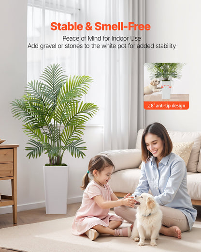 Künstliche Areca-Palme, 1219 mm, 2er-Pack, künstliche tropische Palmen mit hohem, weißem Übertopf, künstliche Bodenpflanze aus Seide im Topf, großer Baum für Zuhause, Büro, Wohnzimmer, Einweihungsparty, für drinnen und draußen
