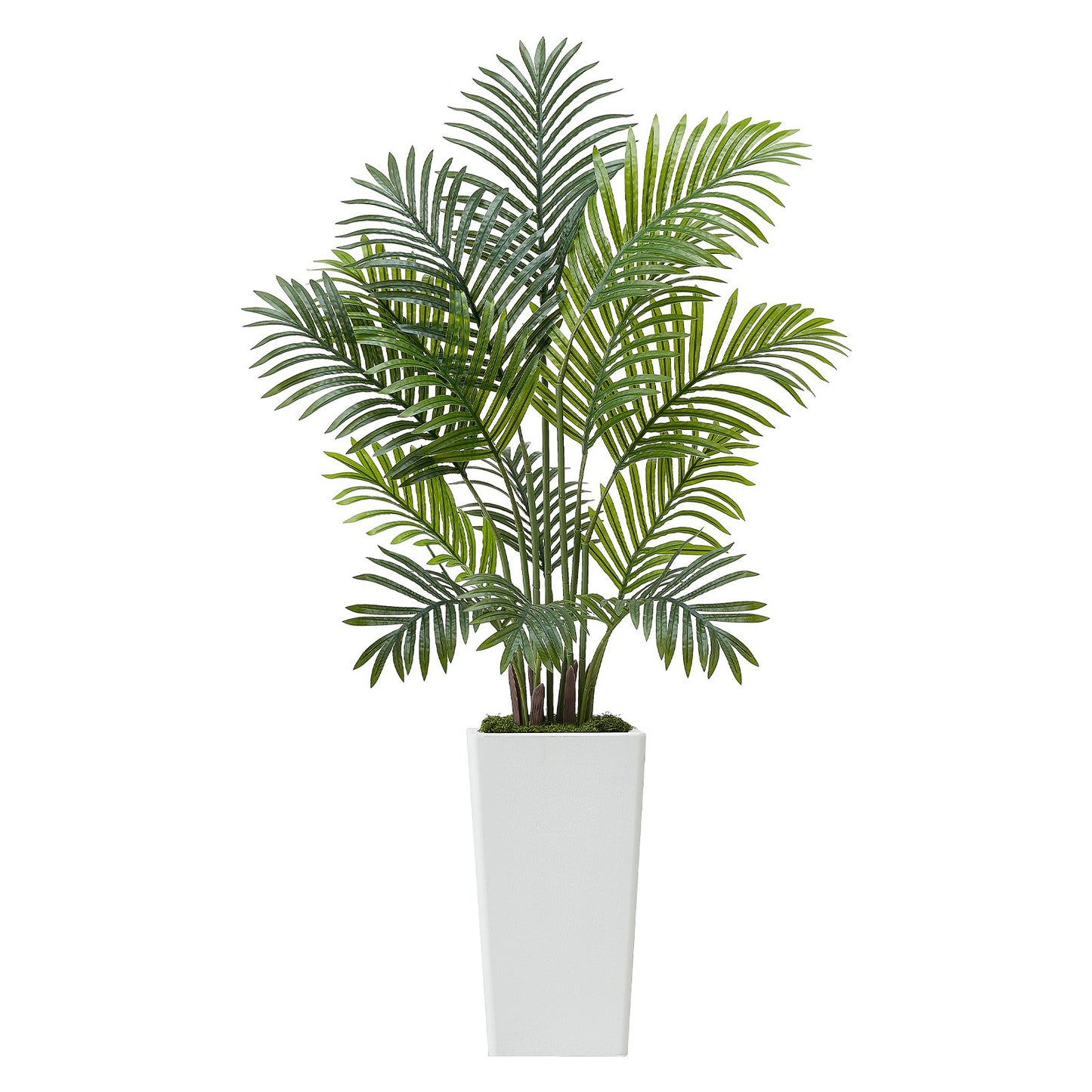 Künstliche Areca-Palme, 1219 mm, 2er-Pack, künstliche tropische Palmen mit hohem, weißem Übertopf, künstliche Bodenpflanze aus Seide im Topf, großer Baum für Zuhause, Büro, Wohnzimmer, Einweihungsparty, für drinnen und draußen