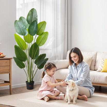 Künstlicher Paradiesvogel (1829 mm hoch), künstliche Tropenpflanze mit 13 Stämmen und weißem Topf, künstlicher Seidenbaum für den Boden, großer Baum für Zuhause, Büro, Wohnzimmer, Einweihungsparty, für drinnen und draußen