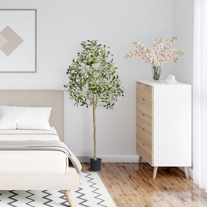 Artificial Olive Tree, 1.5 m Tall Faux Plant, Secure PE Material & Anti-Tip Tilt Protection Low-Maintenance Plant, Lifelike Green Fake Potted Tree for Home Office Warehouse Decor Indoor Outdoor