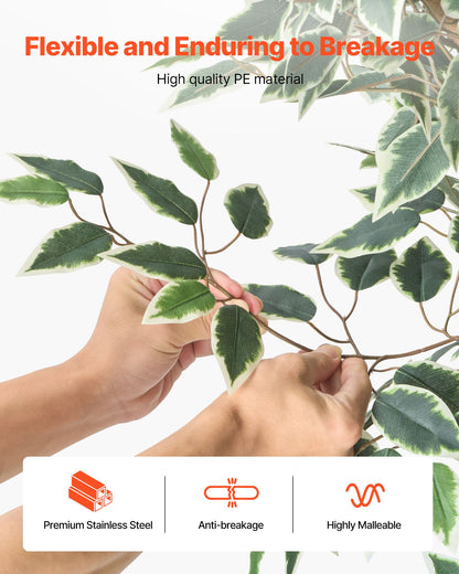 Künstlicher Ficus (150 cm) mit schwarzem Topf, hohe Kunstpflanze mit naturgetreuem Holzstamm und realistischen grünen Blättern, dekorativer Seidenbaum für den Innenbereich, ideal für Zuhause, Büro, Wohnzimmer oder als Eckdekoration.