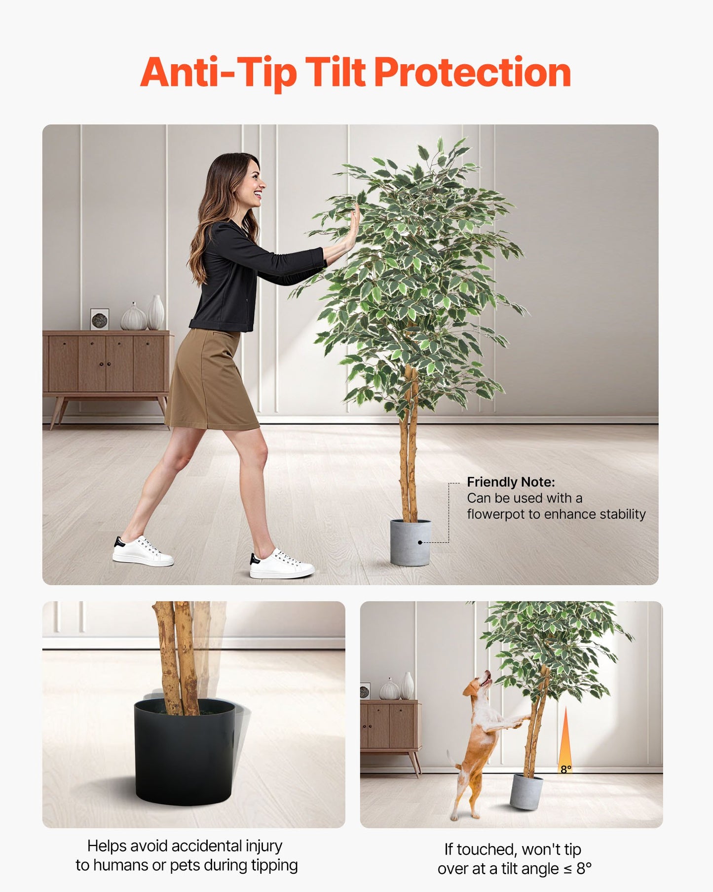 Künstlicher Ficus (150 cm) mit schwarzem Topf, hohe Kunstpflanze mit naturgetreuem Holzstamm und realistischen grünen Blättern, dekorativer Seidenbaum für den Innenbereich, ideal für Zuhause, Büro, Wohnzimmer oder als Eckdekoration.