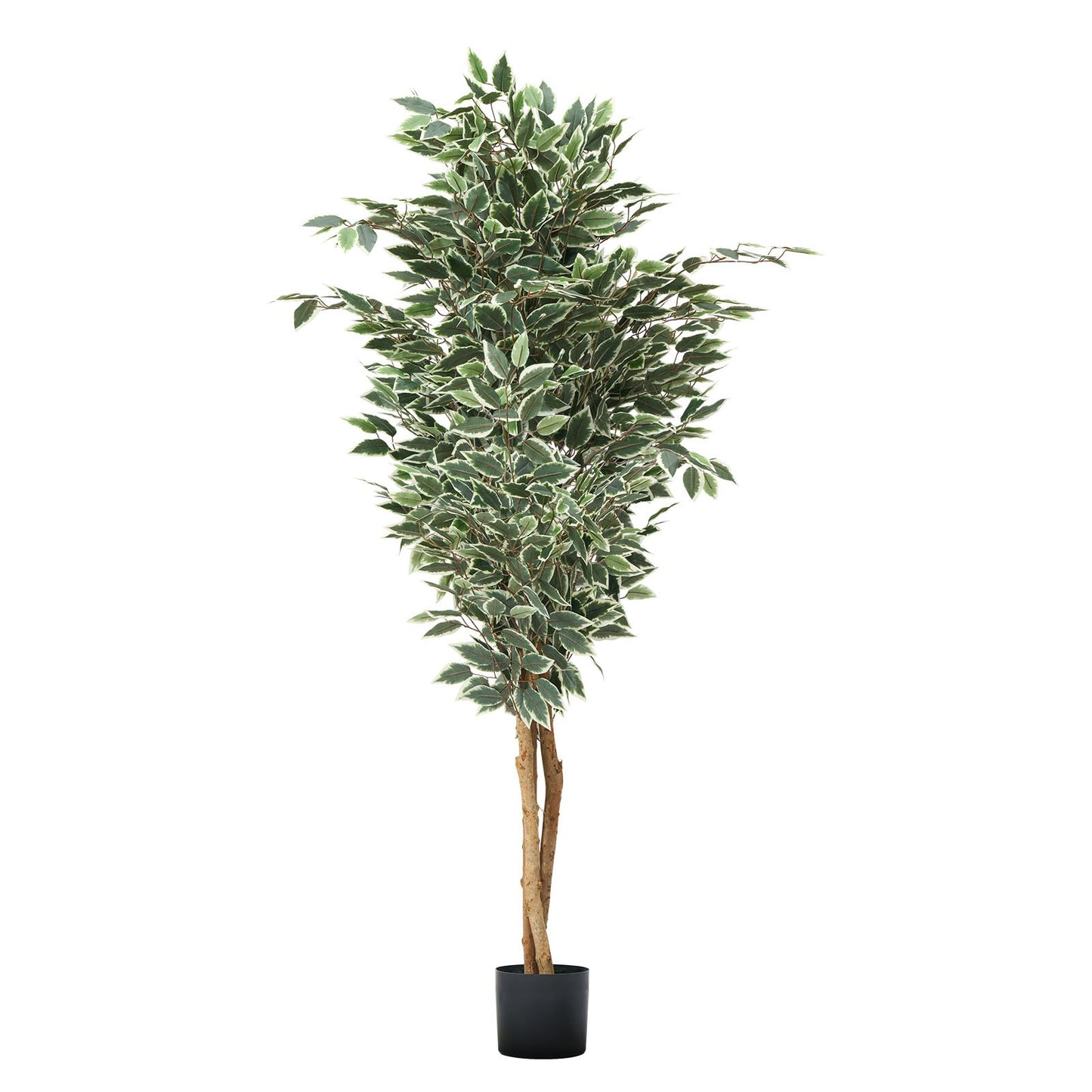 Künstlicher Ficus (180 cm) mit schwarzem Topf, hohe Kunstpflanze mit naturgetreuem Holzstamm und realistischen grünen Blättern, dekorativer Seidenbaum für den Innenbereich, ideal für Zuhause, Büro, Wohnzimmer oder als Eckdekoration.