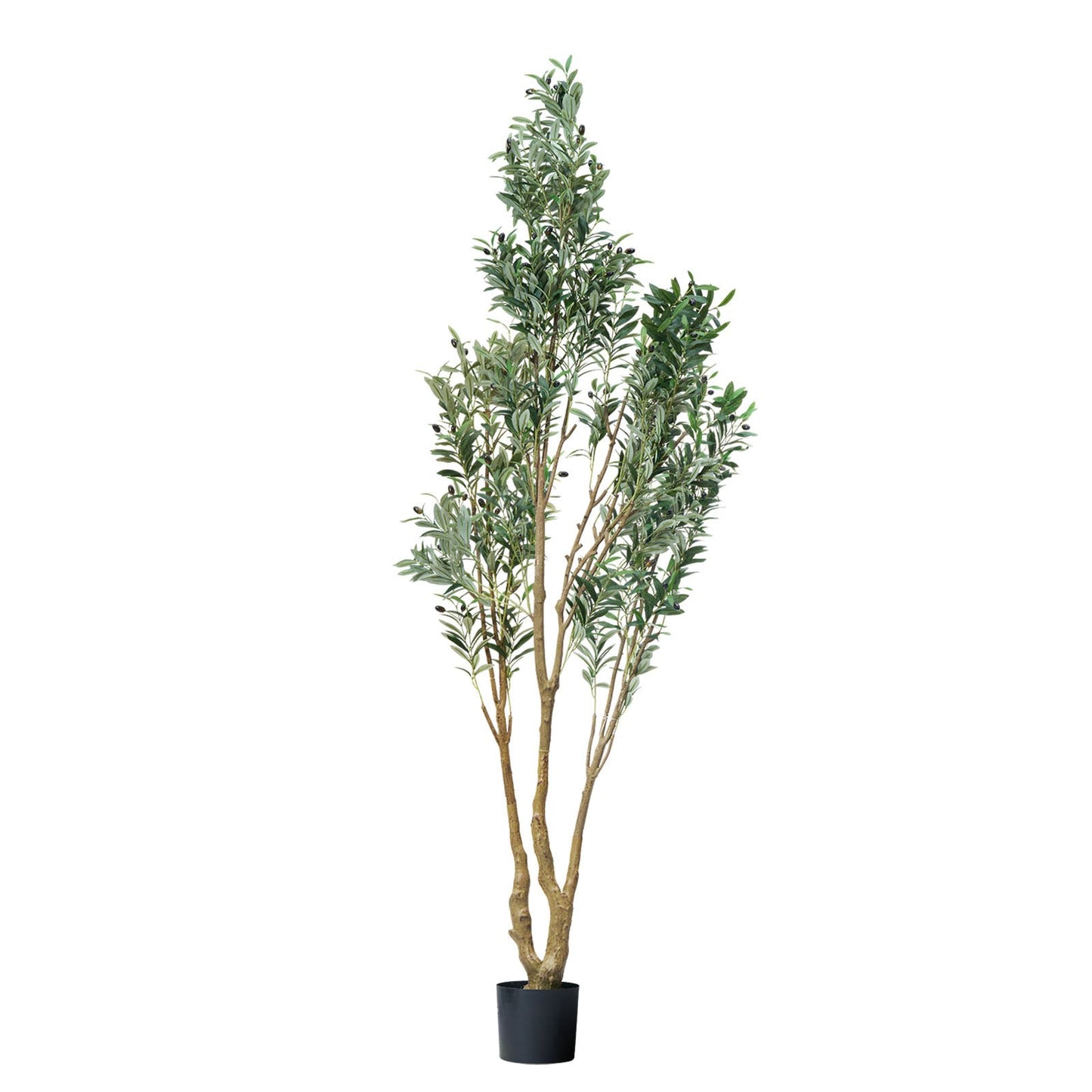 240cm Artificial Olive Tree with Black Pot, Tall Fake Tree with Natural Wood Trunk & Realistic Green Leaves and Fruits, Indoor Faux Plant for Home, Office, Living Room, Corner Decor