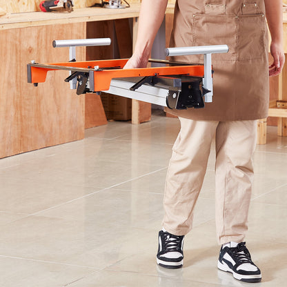 Gehrungssägenständer, 136 kg Tragkraft, zusammenklappbarer Stahlständer für Gehrungssägen mit einteiligen Montagehalterungen und Klemmen, höhen- und längenverstellbar, tragbarer, kompakter und faltbarer Gehrungssägenständer