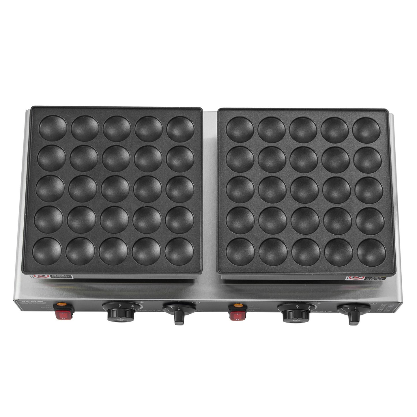 50PCS Mini Dutch Pancake Maker, Non-stick Stainless Steel Dorayaki Baker, 1800W Commercial Electric Poffertjes Grill Pan, Dual Temp & Time Control, for Kitchen Restaurant Breakfast Dessert