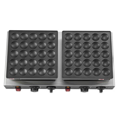 50PCS Mini Dutch Pancake Maker, Non-stick Stainless Steel Dorayaki Baker, 1800W Commercial Electric Poffertjes Grill Pan, Dual Temp & Time Control, for Kitchen Restaurant Breakfast Dessert