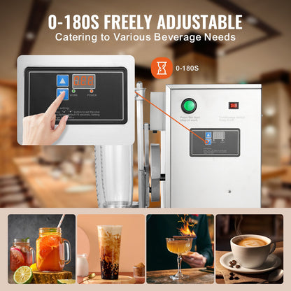 Milkshake Maker Machine, 120W Commercial Milk Tea Shaker Machine, Double Head Milk Shake Mixer Machine, 0-180s Adjustable Milkshake Blender, with 1 L PC Cup, for Milk Tea Store
