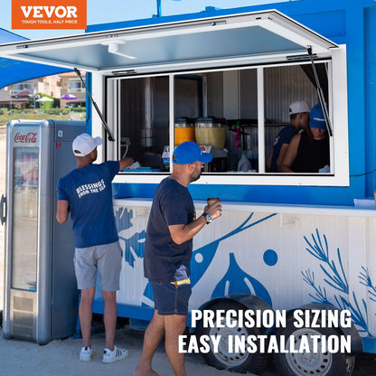 Concession Window for Food Truck, 36"x24" Aluminum Alloy Service Window, Up to 85 Degrees Serving Window with 2 Sliding Windows & Awning Door & Drag Hook, for Food Truck Concession Trailer