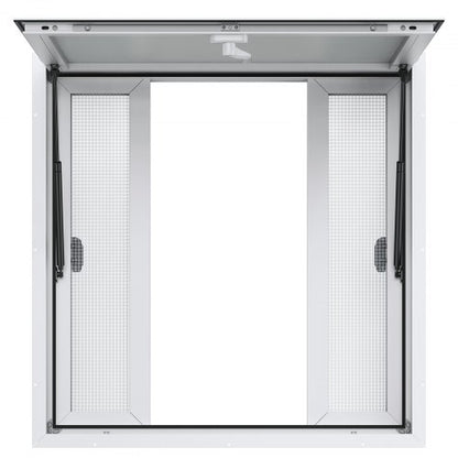 Concession Window 36"x36", Aluminum Alloy Food Truck Service Window with 4 Horizontal Sliding Windows & Awning Door & Drag Hook, Up to 85 Degrees Serving Window for Food Truck Concession Trailer