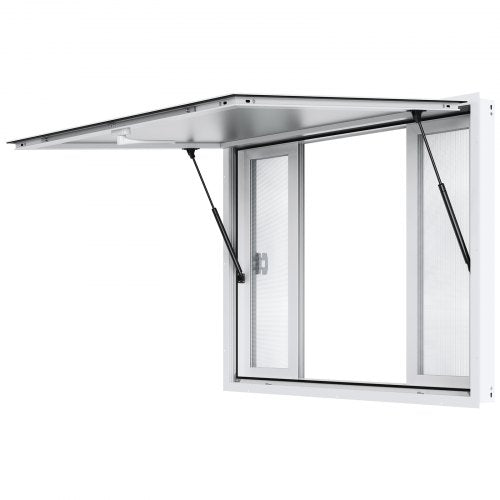 Concession Window for Food Truck, 48"x36" Aluminum Alloy Service Window, Up to 85 Degrees Serving Window with 4 Sliding Windows & Awning Door & Drag Hook, for Food Truck Concession Trailer