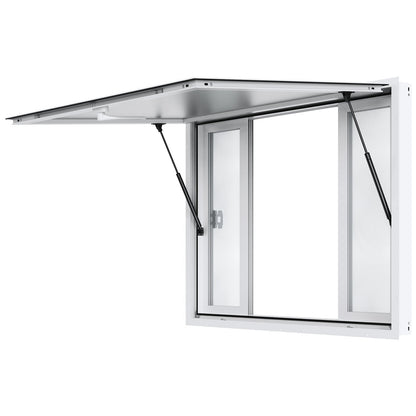 Concession Window for Food Truck, 48"x36" Aluminum Alloy Service Window, Up to 85 Degrees Serving Window with 4 Sliding Windows & Awning Door & Drag Hook, for Food Truck Concession Trailer