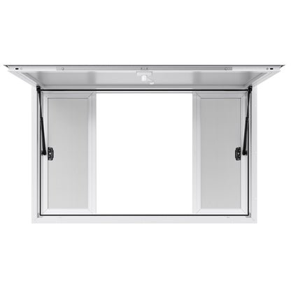 Concession Window 135x84 cm, Aluminum Alloy Service Window for Food Truck, Up to 85 Degrees Stand Serving Window with 4 Sliding Windows, Awning Door, and Drag Hook, for Concession Trailers
