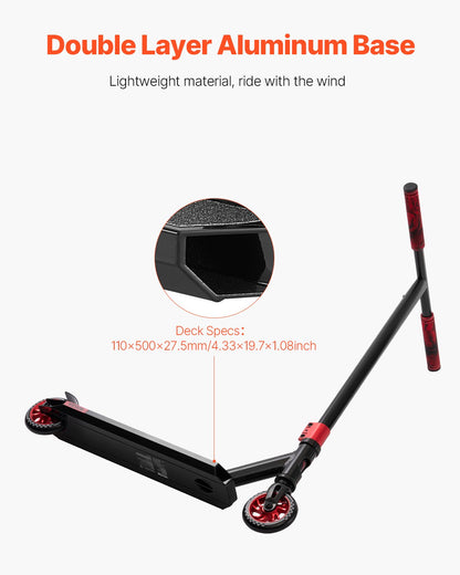 Stunt Scooter, Pro Complete Trick Scooters for Kids Ages 11-13 Years, Teens, Adults, Boys, and Girls, Freestyle Street Rider for Intermediate and Beginner, Double Layer Lightweight Aluminum Deck