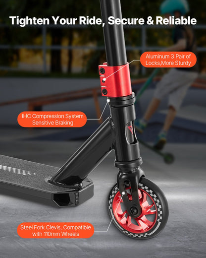 Stunt Scooter, Pro Complete Trick Scooters for Kids Ages 11-13 Years, Teens, Adults, Boys, and Girls, Freestyle Street Rider for Intermediate and Beginner, Double Layer Lightweight Aluminum Deck