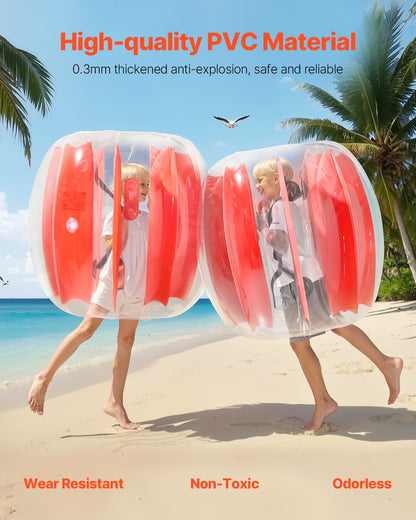 Inflatable Bumper Balls 2-Pack, 3FT/0.9M Body Sumo Zorb Ball, Durable Thick PVC Human Hamster Bubble Knocker for Outdoor Sports Team Gaming Play, Bopper Toy for Playground Yard Park, Red Stripes