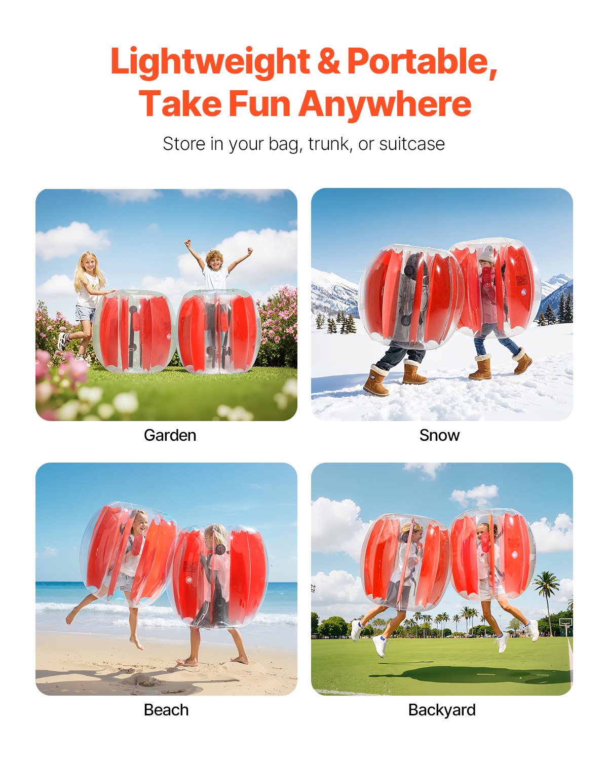 Inflatable Bumper Balls 2-Pack, 3FT/0.9M Body Sumo Zorb Ball, Durable Thick PVC Human Hamster Bubble Knocker for Outdoor Sports Team Gaming Play, Bopper Toy for Playground Yard Park, Red Stripes