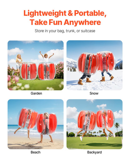 Inflatable Bumper Balls 2-Pack, 3FT/0.9M Body Sumo Zorb Ball, Durable Thick PVC Human Hamster Bubble Knocker for Outdoor Sports Team Gaming Play, Bopper Toy for Playground Yard Park, Red Stripes