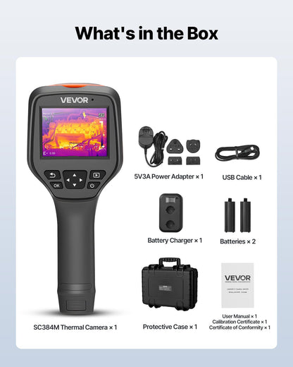 Thermal Camera, 384 x 288 IR Resolution, Handheld Thermal Imaging Camera with 5MP Visual Camera, 30HZ Refresh Rate Infrared Imager with 3.5-Inch Touch Screen, -4°F to 1022°F, WIFI Supported