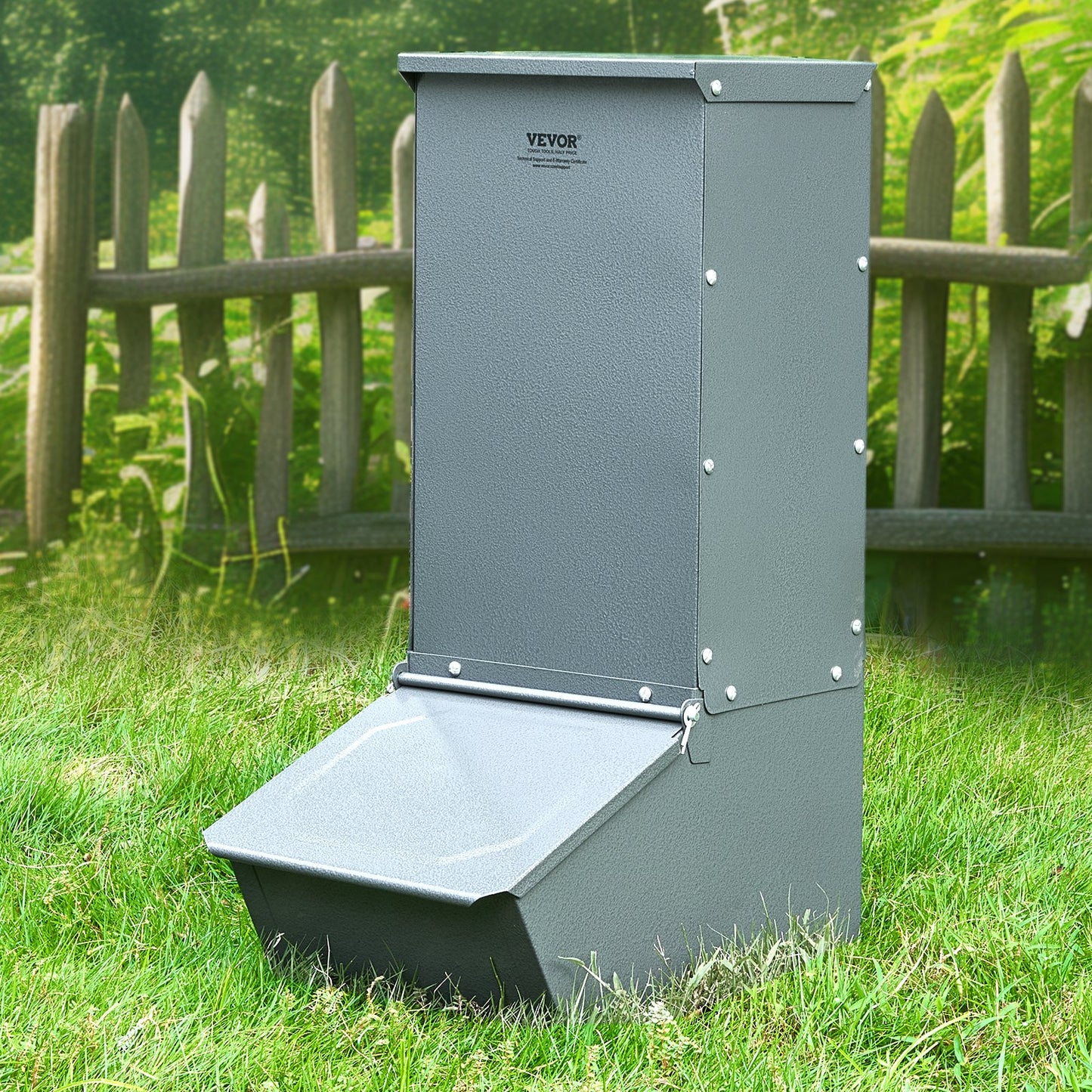 Hog Feeder, 2.2 Bushel Capacity, Single Door Pig Feeder, Heavy Duty Steel Piglets Feeder, Multipurpose Trough Creep Feeder, Outdoor Livestock Feeder Farm Accessory for Feeding up to 5 Hogs