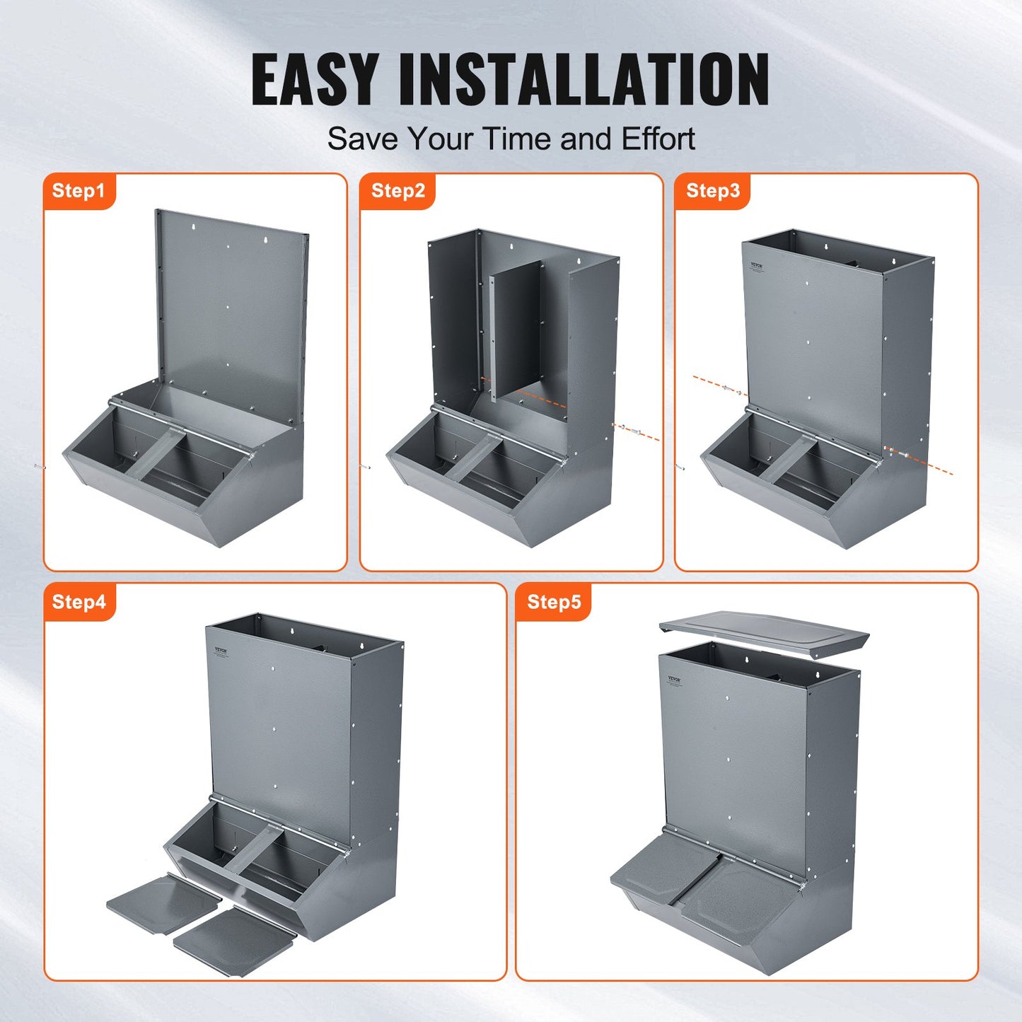 Hog Feeder, 3.7 Bushel Capacity, Double Door Pig Feeder, Heavy Duty Steel Piglets Feeder, Multipurpose Trough Creep Feeder, Outdoor Livestock Feeder Farm Accessory for Feeding up to 8 Hogs