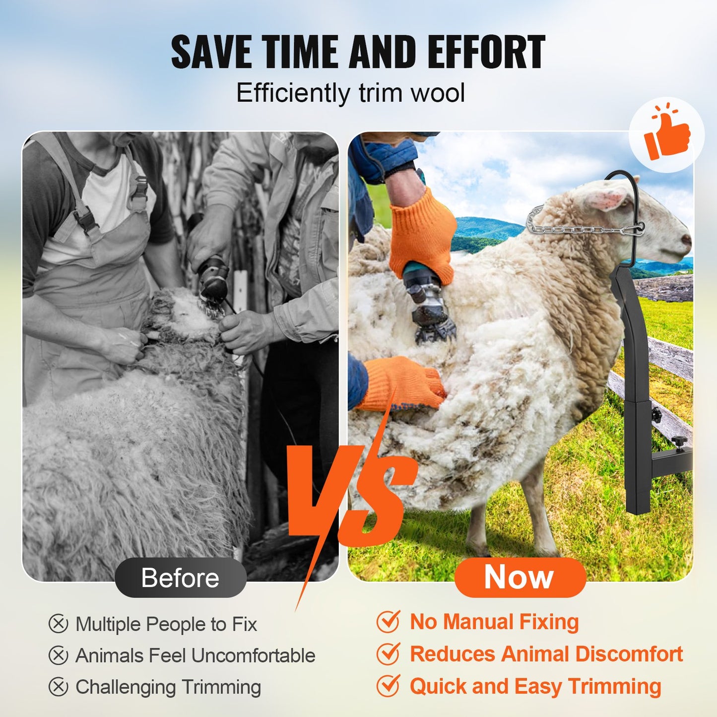 Livestock Trimming Stand, Goat & Sheep Stand 9.37-12.8 inch Adjustable Height 0-5.4 inch Width, Metal Goat Milking and Shearing Stand Attachment Nose Loop Headpiece, Black