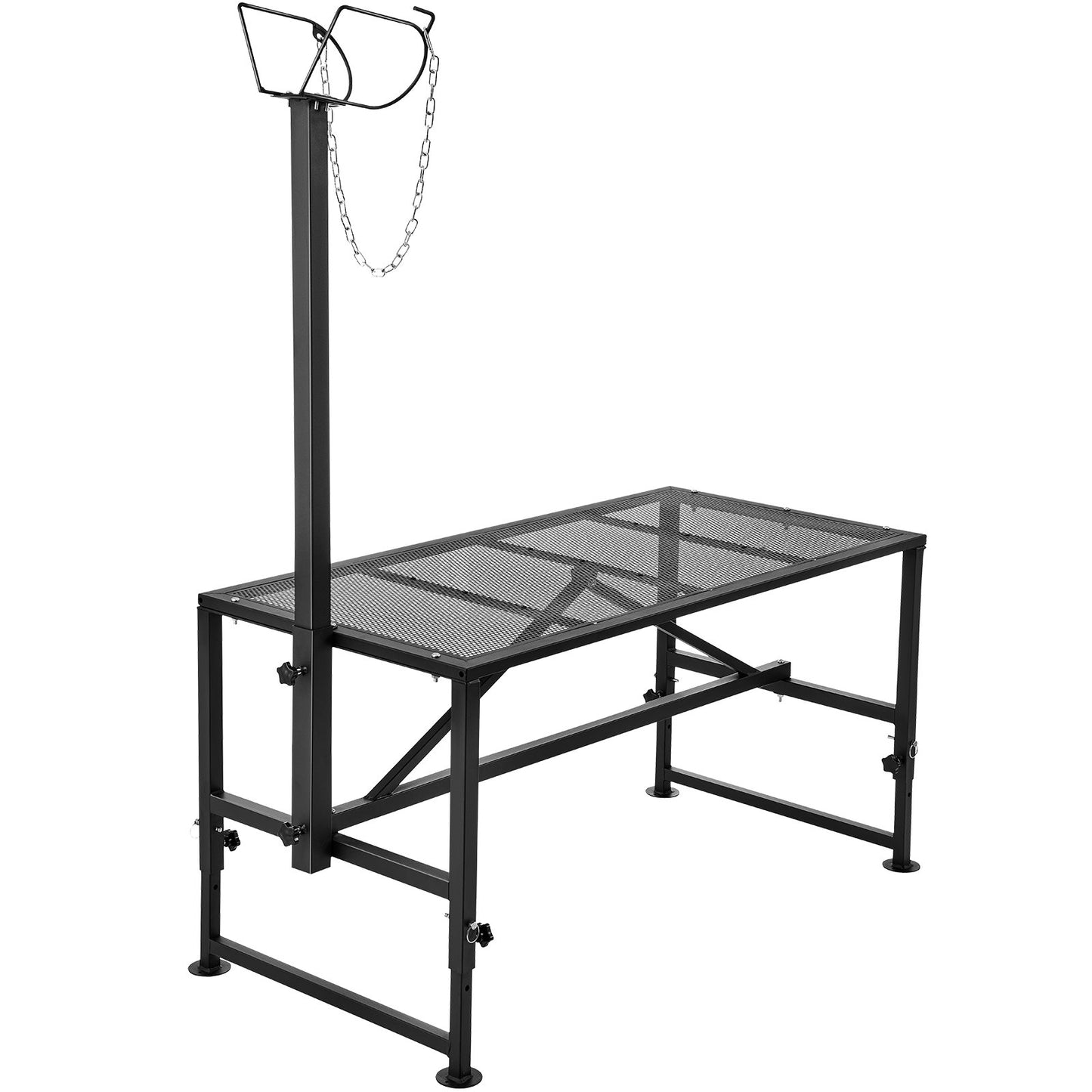 Goat & Sheep Stand, 51x23 inch Livestock Stand, Metal Livestock Milking and Shearing Stand 21" to 33" Adjustable Height, with Headpiece and Nose Loop, 500lbs Loading Weight, Black