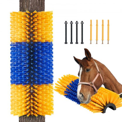 Livestock Scratching Brush, Horse Brush with 2 Screws, 20 x 7.5 in Cow Scratcher, for Back Itch Relief & Keep Cleaning, Grooming & Scratching Post Brush for Horse, Pig, Cattle Supplies