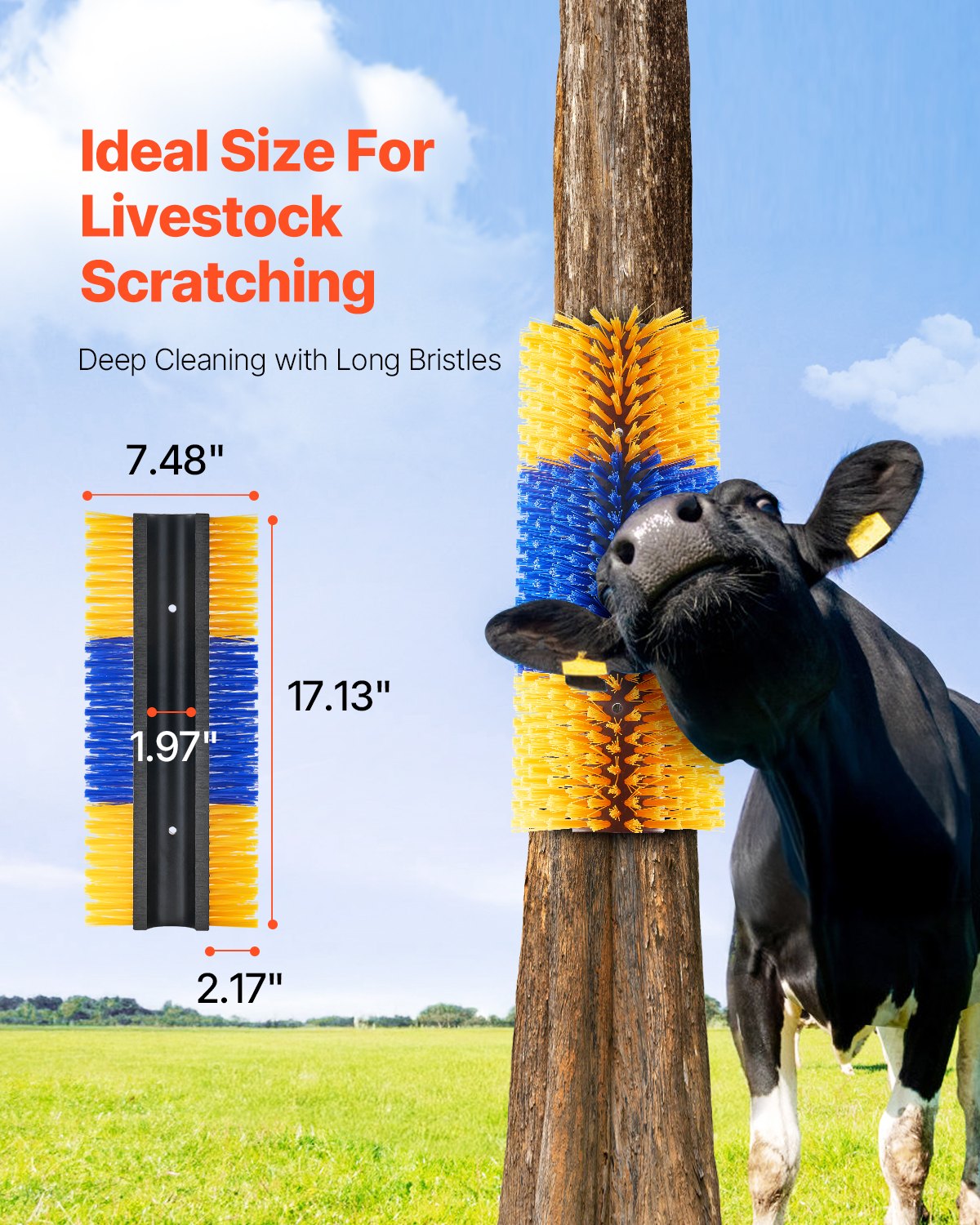 Livestock Scratching Brush, 2 Pcs Horse Brush with 4 Screws, 17.1 x 7.5 in Cow Scratcher, for Back Itch Relief & Keep Cleaning, Grooming & Scratching Post Brush for Horse, Pig, Cattle Supplies