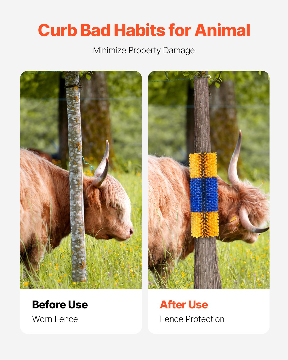 Livestock Scratching Brush, 2 Pcs Horse Brush with 4 Screws, 17.1 x 7.5 in Cow Scratcher, for Back Itch Relief & Keep Cleaning, Grooming & Scratching Post Brush for Horse, Pig, Cattle Supplies