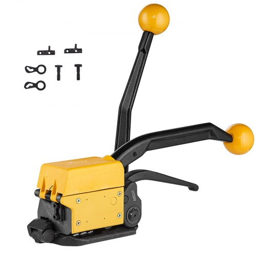 Steel Strapping Tool for 1.3-1.9 cm Width, 3-in-1 (Tensioner, Crimper, Cutter) Manual Belt Packaging Banding Machine Packaging Metal Steel Strapping Banding Tool Machine for Stainless Steel Strap