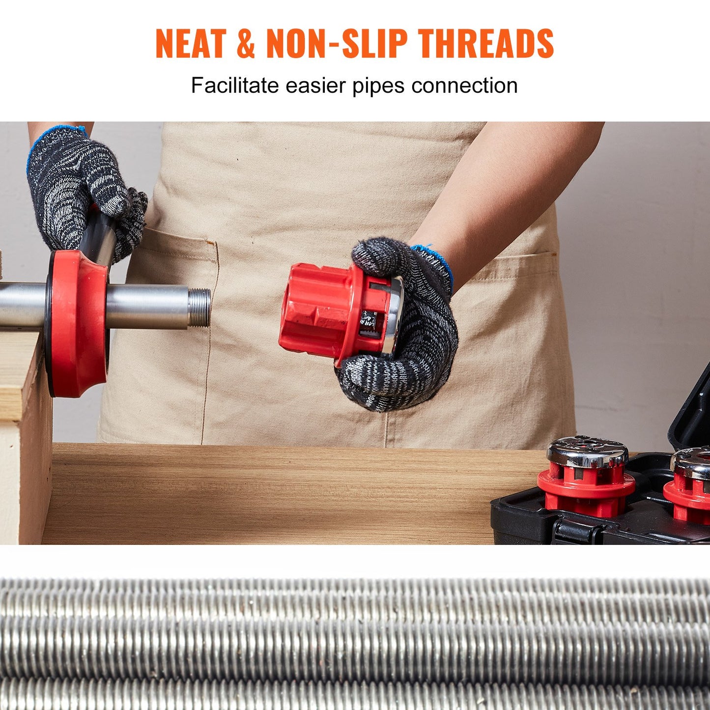 Ratschen-Rohrgewindeschneidset, 6,4 mm NPT – 32 mm NPT, manueller Ratschen-Rohrgewindeschneidschneider, tragbares Rohrgewindeschneidwerkzeug-Set mit 6 NPT-Schneidbacken, Aufbewahrungskoffer für verzinkte Aluminium-, Eisen- und Kupferrohre