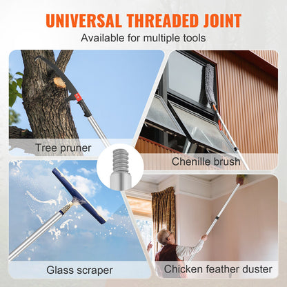 Manual Pole Saw, 1.5-6.1 m Extendable Tree Pruner, Sharp Steel Blade for High Branches Trimming, with Lightweight Aluminum Alloy Handle and a Chenille Brush, for Pruning Palms and Shrubs