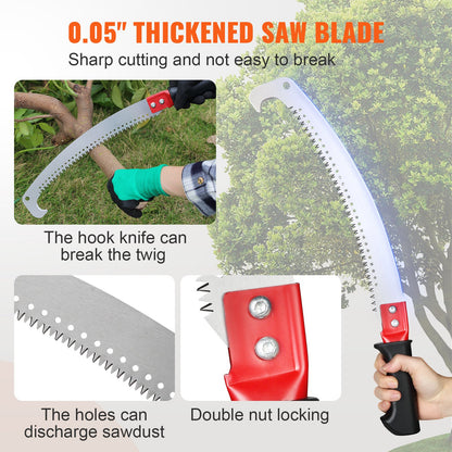 Manual Pole Saw,4.6-9.8 ft Extendable Tree Pruner, Sharp Steel Blade for High Branches Trimming, Manual Branch Trimmer with Lightweight Aluminum Alloy Handle, for Pruning Palms and Shrubs