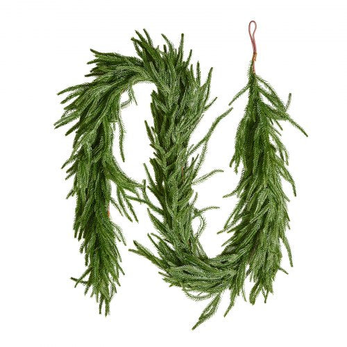 Christmas Garland, 1828 mm Realistic Norfolk Pine Garland, Evergreen Real Touch Artificial Faux Greenery Garlands, for Holiday Indoor Outdoor Xmas Decoration on Table, Mantel, and Fireplace