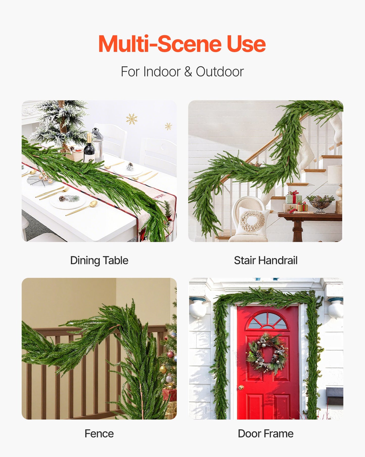 Weihnachtsgirlande, 1828 mm realistische Norfolk-Kieferngirlande, immergrüne, echt wirkende künstliche Grüngirlande, für die festliche Weihnachtsdekoration im Innen- und Außenbereich auf Tisch, Kaminsims und Kamin