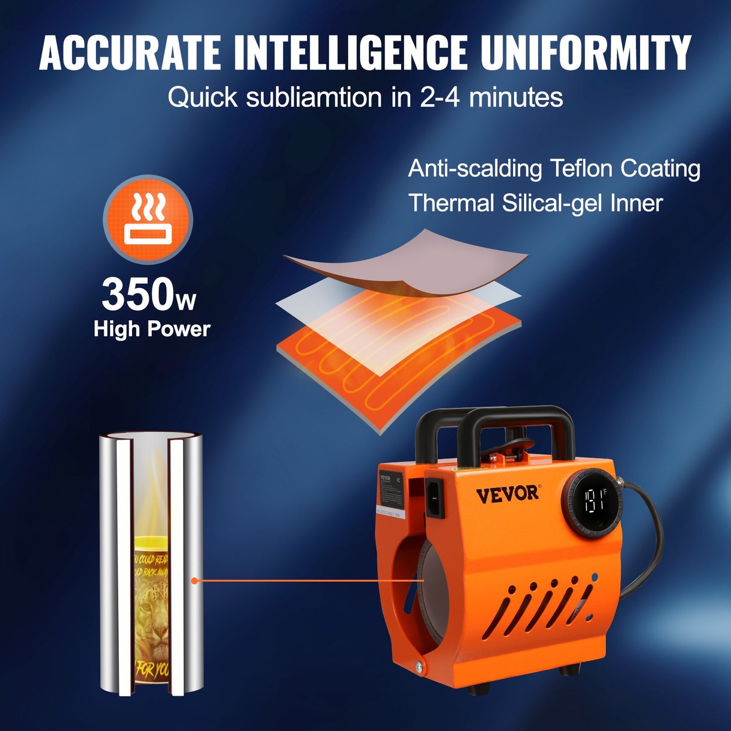 Mug Heat Press, Mini Cup Press Machine, DIY Sublimation Blanks 311.8 g-425.2 g Coffee Mugs Tumblers, Handheld Lightweight Presser as Holiday Gift Present, Easy Press with Tape Gloves Accessories