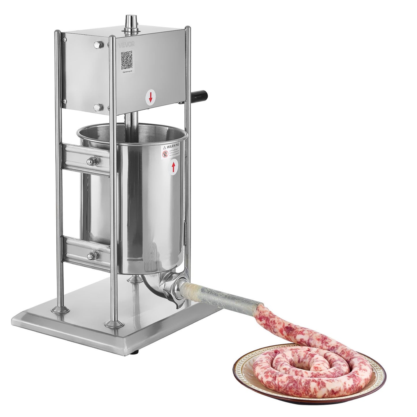 Manual Sausage Stuffer, 22 LBS / 10 L Vertical Meat Stuffer, Dual-Speed Sausage Casing Meat Filling Machine, Stainless Steel Heavy Duty Filler with 5 Stuffing Tubes, for Commercial & Home Use