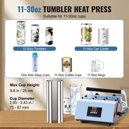 Tumbler Heat Press Machine 311.8-850.5 g Mug Press Sublimation Tumblers Blue
