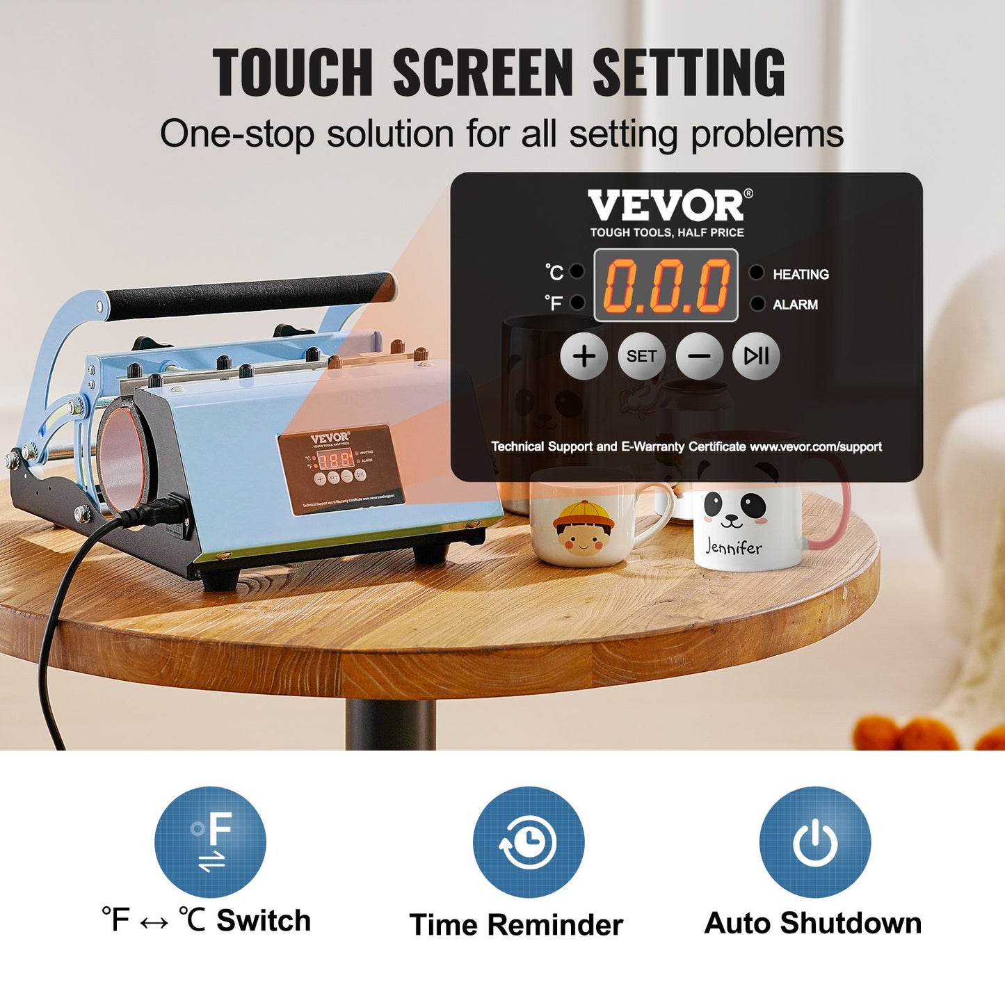 Tumbler Heat Press Machine 311.8-850.5 g Mug Press Sublimation Tumblers Blue