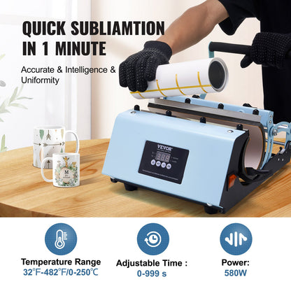 Tumbler Heat Press Machine 311.8-850.5 g Mug Press Sublimation Tumblers Blue