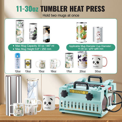 Tumbler Heat Press Machine 2 Station Heaters 311.8-850.5 g Mug Press Sublimation