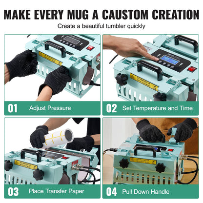 Tumbler Heat Press Machine 2 Station Heaters 311.8-850.5 g Mug Press Sublimation