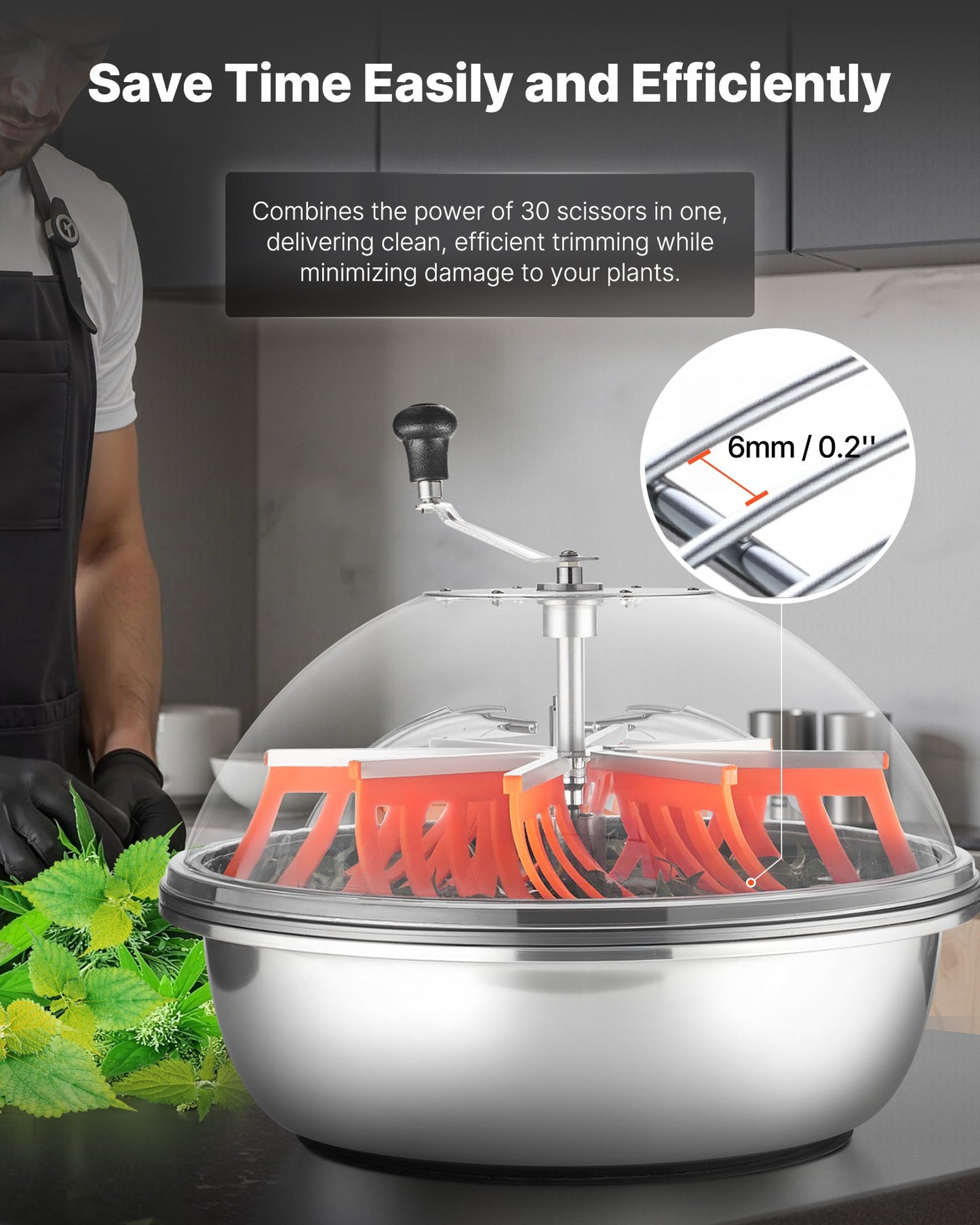 Bud Leaf Bowl Trimmer, 600 mm Manual Bud Trimmer, with Sharp Stainless Steel Blades, Visual Cutting, Wet & Dry Hydroponic Cutting Machine, Twisted Spin Cut for Plants Leaves Buds Flowers