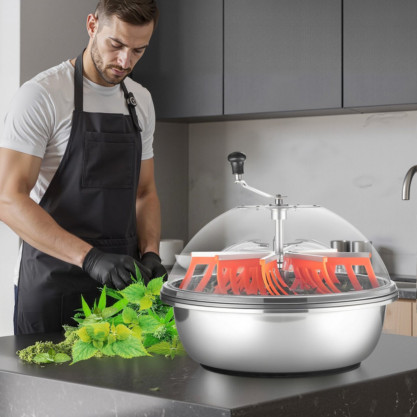 Bud Leaf Bowl Trimmer, 600 mm Manual Bud Trimmer, with Sharp Stainless Steel Blades, Visual Cutting, Wet & Dry Hydroponic Cutting Machine, Twisted Spin Cut for Plants Leaves Buds Flowers